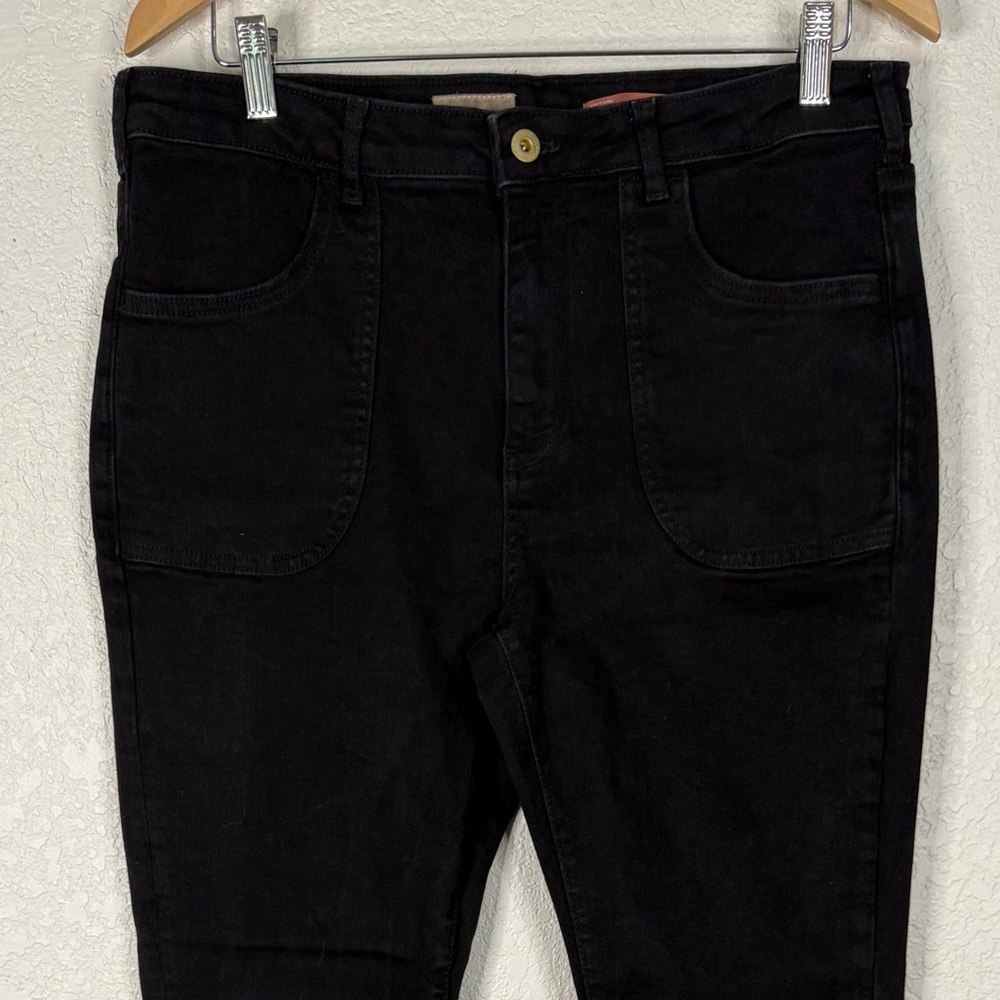 Anthropologie Pilcro The Icon Mid Rise Flare Black Wash Jeans Casual Boho Office - Picture 2 of 10